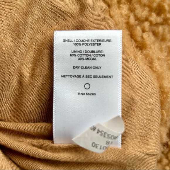 Express Camel Cozy Teddy Jacket Brown Tan Sherpa  Fleece Oversized Zip Size XS - Picture 12 of 14